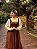 Vestido Celine Bordado Marrom Café - Imagem 10