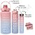 Garrafa De Água Squeeze Galão 2l Litros Motivacional Academia Kit 3 Garrafas Colorida Antivazamento 3D Tie Dye Frases Po - Imagem 13