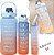 Kit 3 Garrafa De Água Squeeze Galão 2l Litros Motivacional Academia Colorida Antivazamento 3D Tie Dye Frases Português - Imagem 5