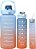 Kit 3 Garrafa De Água Squeeze Galão 2l Litros Motivacional Academia Colorida Antivazamento 3D Tie Dye Frases Português - Imagem 2