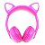 Headphone Bluetooth com Iluminação LED Fone Sem Fio de Gatinho Rosa - Imagem 1