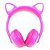 Headphone Bluetooth com Iluminação LED Fone Sem Fio de Gatinho Rosa - Imagem 2