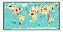 Mouse Pad Gamer Speed Extra Grande 70x35cm - Mapa Mundi Animais - Exbom - Imagem 1
