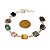 05 Pulseira Quadrado Pedra Mista Ranhurado Elo Dourado Atacado - Imagem 4