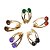 03 Brinco Arco Bolinha Pedra Mista Tarracha Dourado ATACADO - Imagem 1