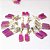 05 Brinco Pedra Agata Rosa Retangulo Ranhurado Dourado ATACADO - Imagem 2