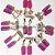 05 Brinco Pedra Agata Rosa Retangulo Ranhurado Dourado ATACADO - Imagem 1