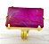 05 Anel Pedra Agata Rosa Retangulo Grande Dourado Aro Ajustavel - Imagem 2