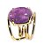 05 Anel Nlux Cabochão Oval Pequeno Ametista Natural Dourado - Imagem 1