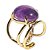 05 Anel Nlux Cabochão Oval Pequeno Ametista Natural Dourado - Imagem 2