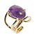 05 Anel Nlux Cabochão Oval Pequeno Ametista Natural Dourado - Imagem 3