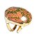 03 Anel Unakita Cabochão Oval Pedra Natural Dourado Ajustavel - Imagem 3