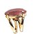 03 Anel Quartzo Vermelho Cabochão Oval Pedra Natural Dourado - Imagem 3