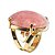03 Anel Quartzo Morango Cabochão Oval Montagem Dourado - Imagem 2