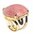03 Anel Quartzo Morango Cabochão Oval Montagem Dourado - Imagem 1
