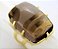 03 Anel Quartzo Fume Cabochão Retangular Dourado Aro Ajustavel - Imagem 5