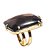 05 Anel Quartzo Fume Cabochão Retangular Dourado Aro Ajustavel - Imagem 3