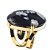 05 Anel Obsidiana Flocos de Neve Cabochão Oval Pedra Dourado - Imagem 3