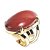 03 Anel Jaspe Vermelho Cabochão Oval Pedra Natural Dourado - Imagem 2