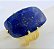05 Anel Quartzo Azul Retangular Cabochão Dourado Aro Ajustavel - Imagem 5