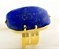 05 Anel Quartzo Azul Retangular Cabochão Dourado Aro Ajustavel - Imagem 4