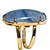 05 Anel Quartzo Azul Retangular Cabochão Dourado Aro Ajustavel - Imagem 3
