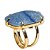 05 Anel Quartzo Azul Retangular Cabochão Dourado Aro Ajustavel - Imagem 2
