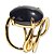05 Anel Obsidiana Negra Cabochão Oval Pequeno Dourado - Imagem 3