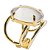 05 Anel Cristal Cabochão Oval Pequeno Natural Dourado Ajustável - Imagem 2
