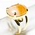 05 Anel Cabochão Oval Hematoide Amarelo Mini Dourado Ajustável - Imagem 4