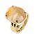 05 Anel Cabochão Oval Hematoide Amarelo Mini Dourado Ajustável - Imagem 1