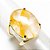 03 Anel Cabochão Oval Hematoide Amarelo Dourado Aro Ajustável - Imagem 1