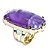 05 Anel Pedra Ametista Retangulo Cabochão Dourado Aro Ajustavel - Imagem 3