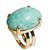 05 Anel Amazonita Verde Cabochão Oval Pedra Natural Dourado - Imagem 1