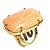05 Anel Amazonita Rosa Retangulo Cabochão Dourado Aro Ajustavel - Imagem 1