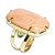 05 Anel Amazonita Rosa Retangulo Cabochão Dourado Aro Ajustavel - Imagem 3