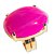 05 Anel Agata Rosa Cabochão Oval Pedra Natural Banho Dourado - Imagem 1