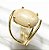 03 Anel Cabochão Oval Pequeno Amazonita Pêssego Natural Dourado - Imagem 2