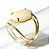 03 Anel Cabochão Oval Pequeno Amazonita Pêssego Natural Dourado - Imagem 1