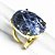 03 Anel Cabochão Oval Sodalita Natural Banho Dourado - Imagem 4