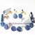 05 Brinco Button Pedra Quartzo Azul Natural Montagem Dourado - Imagem 1