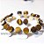 05 Brinco Button Pedra Olho de Tigre Natural Montagem Dourado - Imagem 2