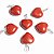 05 Mini Pingente 15mm Coração Pedra Jaspe Vermelho Prata ATACADO - Imagem 1