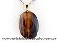 10 Pingente Cabochão OLHO DE TIGRE Pedra Natural Castoação Pino Dourado ATACADO - Imagem 1