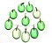 03 Pingente Cabochão Oval Obsidiana Verde Pedra com Montagem Pino Prateado Atacado - Imagem 1