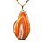 03 Pingente Chapa de Agata Cornalina Pedra Natural Envolto Dourado ATACADO - Imagem 1