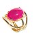 03 Anel Agata Rosa Cabochão Oval Pequeno Dourado - Imagem 1