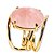 05 Anel Quartzo Rosa Cabochão Oval Pequeno Dourado - Imagem 3