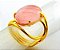 03 Anel Quartzo Rosa Cabochão Oval Pequeno Dourado - Imagem 4