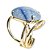 05 Anel Quartzo Azul Cabochão Oval Pequeno Dourado - Imagem 2